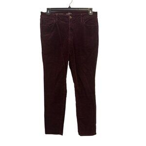 Ann Taylor Loft Curvy Skinny Corduroy Pants 30/10 Burgundy Mid-Rise Stretch Wome